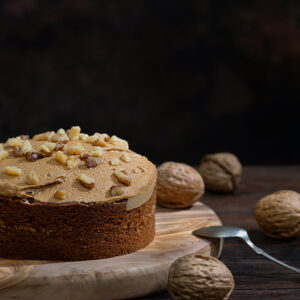 Moist Coffee and Walnut Cake with Coffee Buttercream Frosting