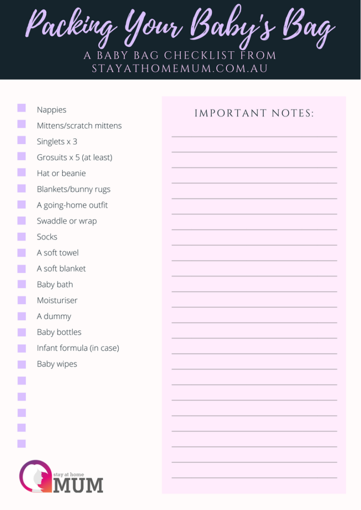 Baby's Bag Checklist | Stay At Home Mum