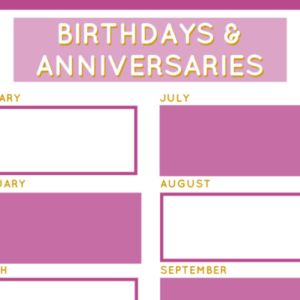 Birthday & Anniversary Planner