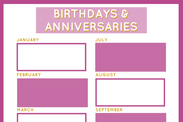 Birthday & Anniversary Planner