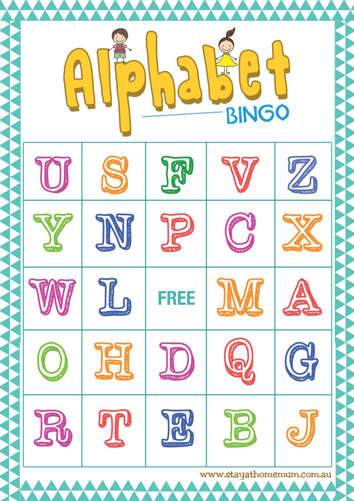 Alphabet Bingo Free Printable Stay at Home Mum