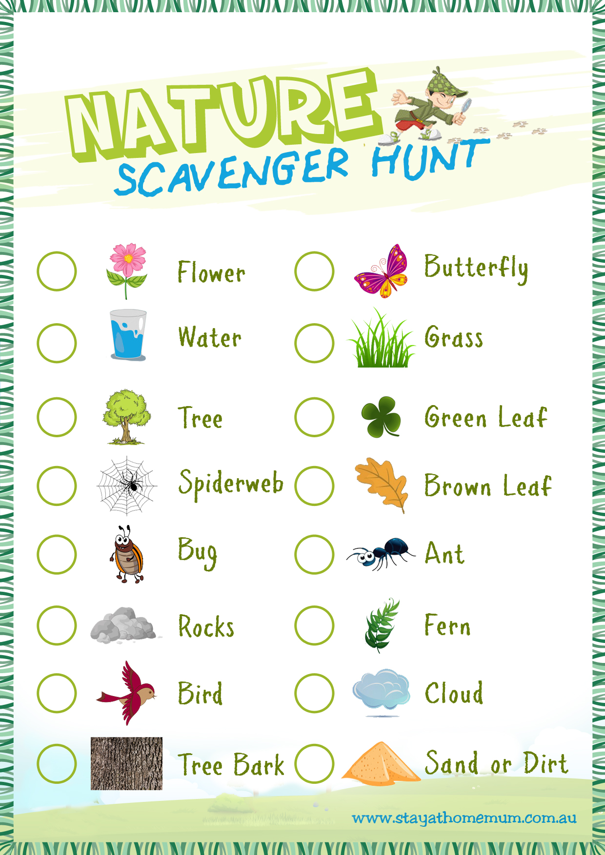 Nature Scavenger Hunt Free Printable Stay At Home Mum