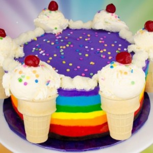 Easy to Make Rainbow Ice Cream Cake