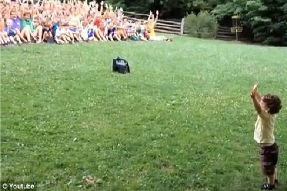 15-Month-Old Leads Cheers of 500 Teenage Boys at Summer Camp