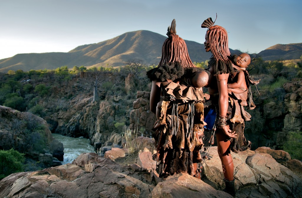 Two Himba women and their young children, photo taken by Alegra Ally, Wild Born Project.