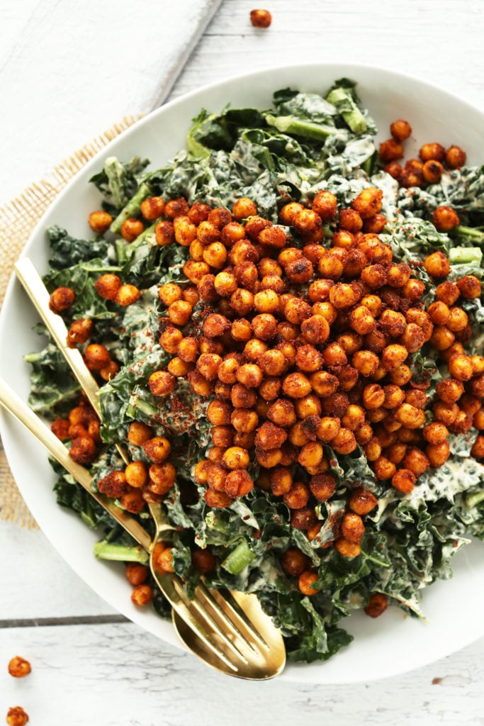 Garlicky Kale Salad with Crispy Chickpeas | Stay At Home Mum