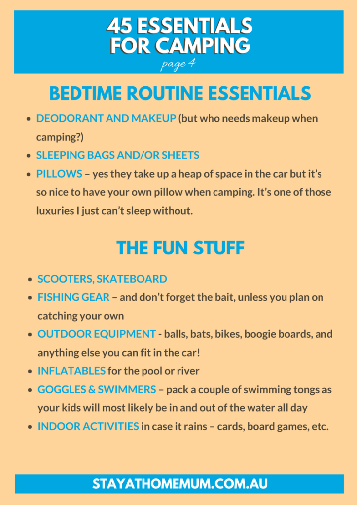 45 Essentials For Camping Checklist | Stay At Home Mum