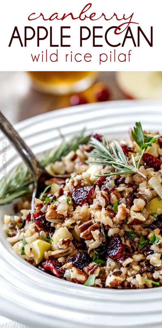 Cranberry Apple Pecan Wild Rice Pilaf | 50+ Christmas Side Dish Ideas | Stay At Home Mum