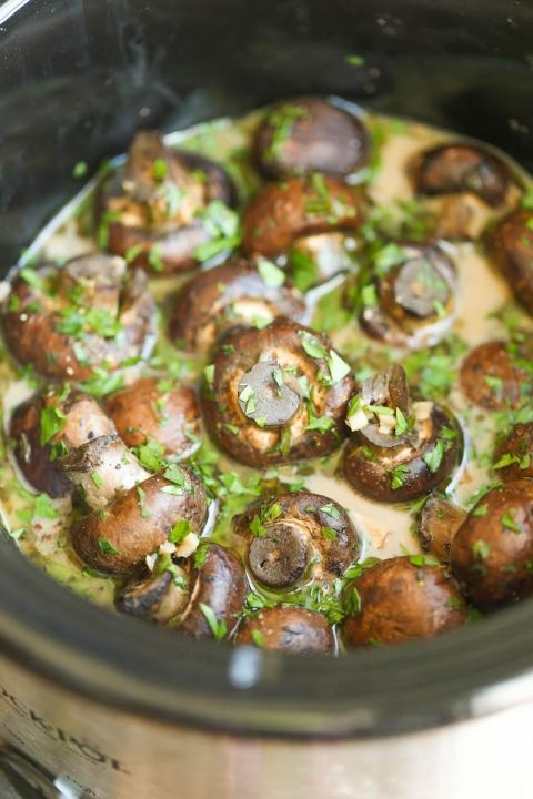 Slow Cooker Garlic Herb Mushrooms | 50+ Christmas Side Dish Ideas | Stay At Home Mum