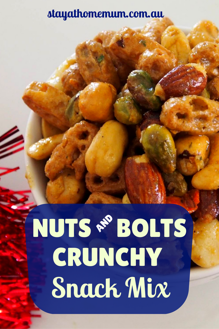 Nuts and Bolts Crunchy Snack Mix Pinnable