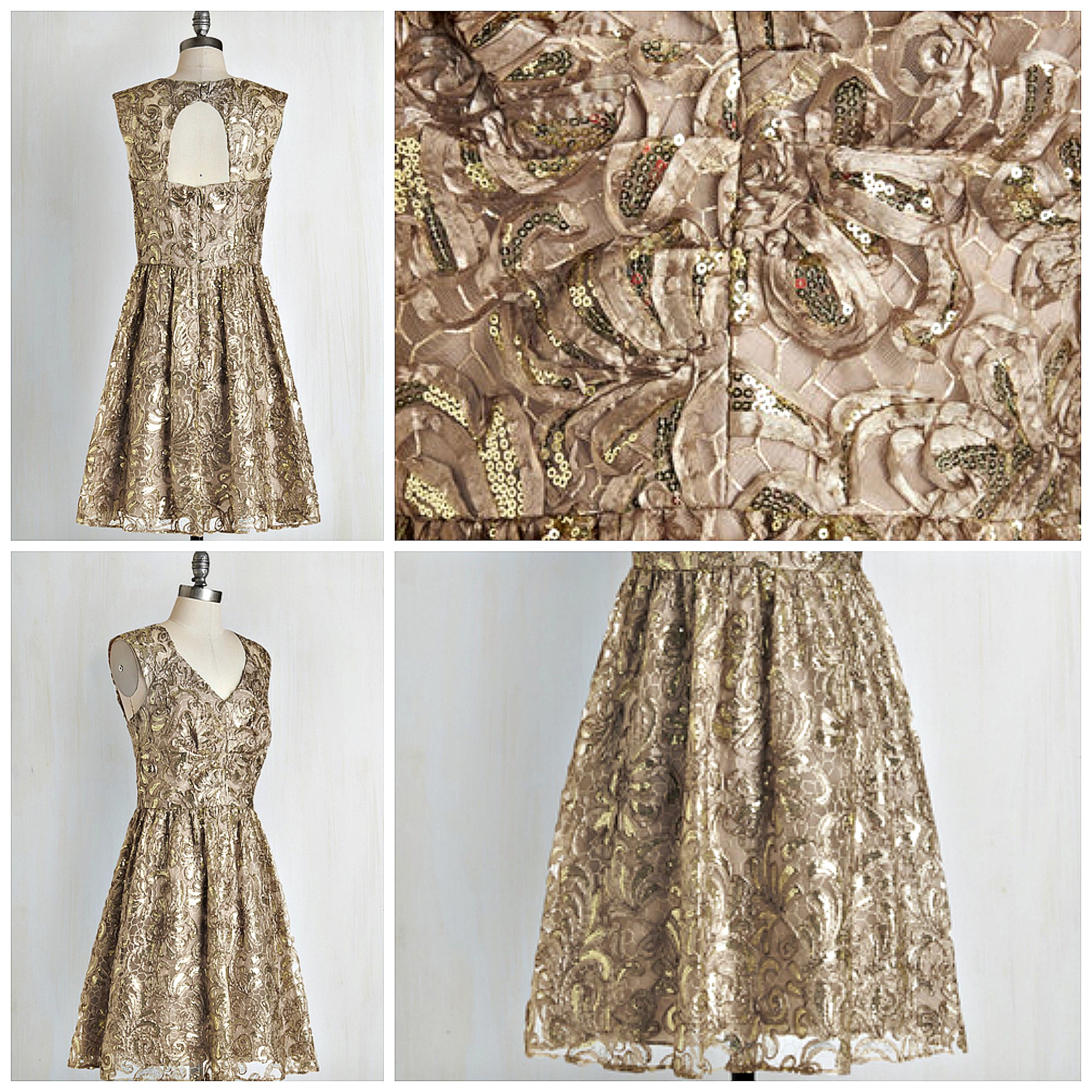 Twinkling at Twilight Sequin Dress in Champagne - Stay At Home Mum