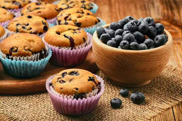 Healthy Sour Cream Blueberry Muffins