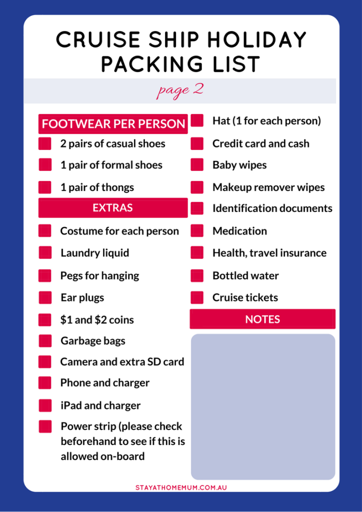 Cruise Ship Holiday Packing List | Stay At Home Mum