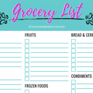 Customisable Grocery Shopping List – A Free Printable