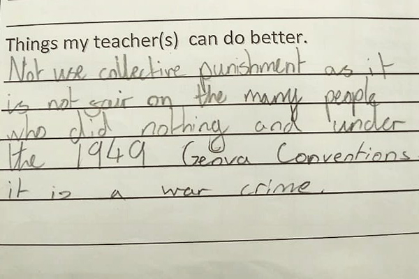11-Year-Old Girl’s Note To Teacher Accusing Her Of War Crime Goes Viral