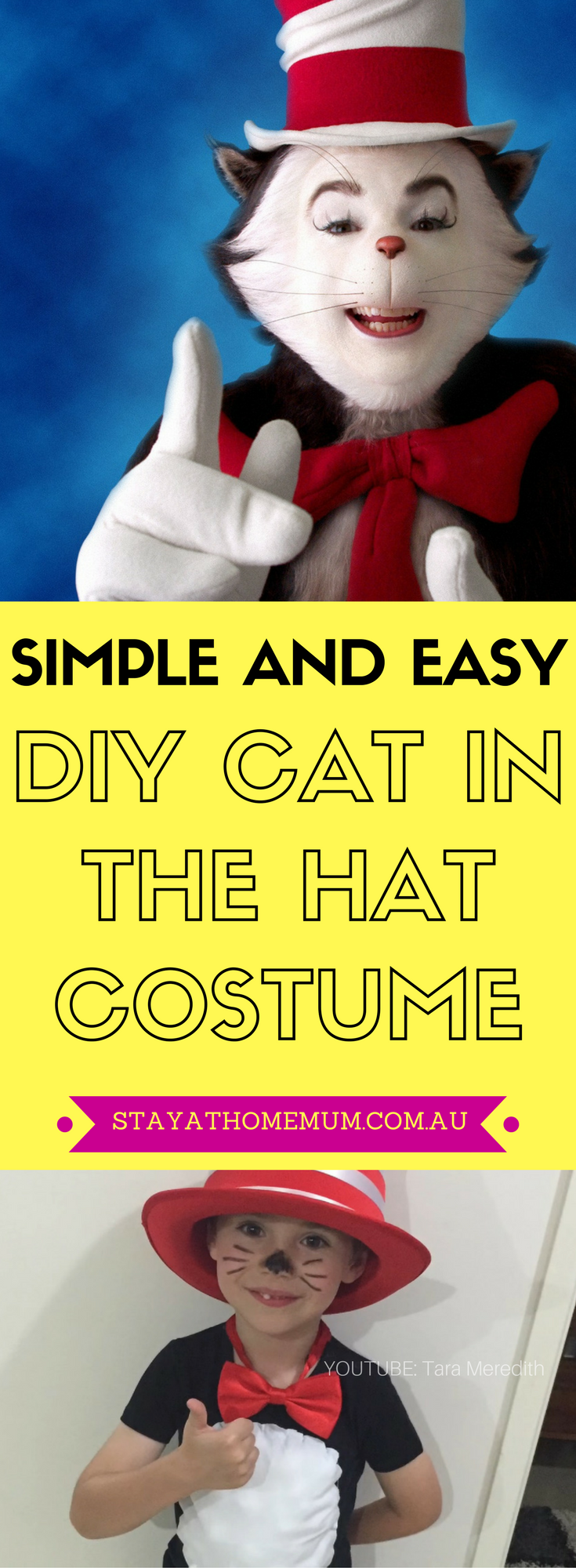 Simple And Easy DIY Cat In The Hat Costume - Stay at Home Mum