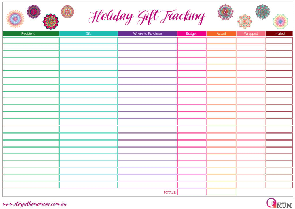 Holiday Gift Tracking | Stay At Home Mum