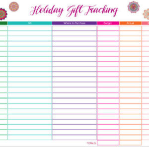 Holiday Gift Tracking Spreadsheet