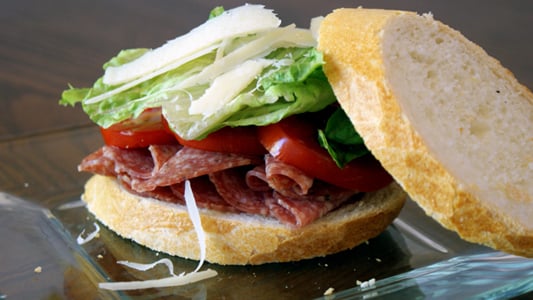 salami tomato and parmesan sandwich | Stay at Home Mum.com.au