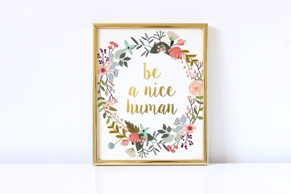 'Be a Nice Human' Wall Art | Stay At Home Mum