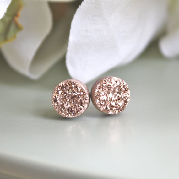 Rose Gold Druzy Earrings | Stay At Home Mum