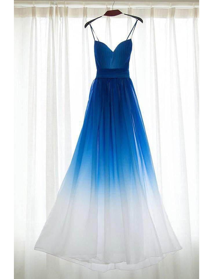 Blue Ombre Sweetheart Spaghetti Sleeveless Bridesmaid Dress | Stay at Home Mum.com.au