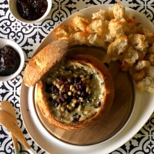 Blue Cheese, Pine Nut and Cranberry Sourdough Cob Loaf Dip