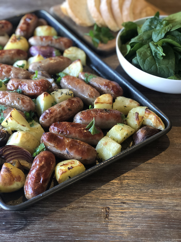 Sausage and Potato One Tray Bake | Stay at Home Mum