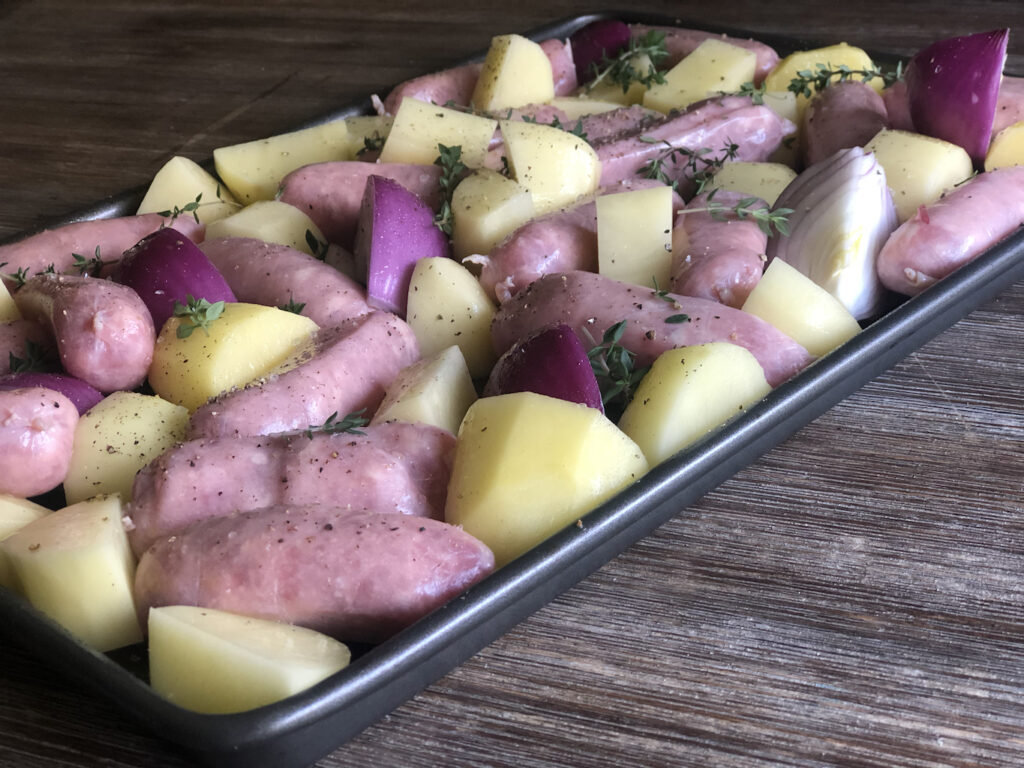 Sausage and Potato One Tray Bake | Stay at Home Mum
