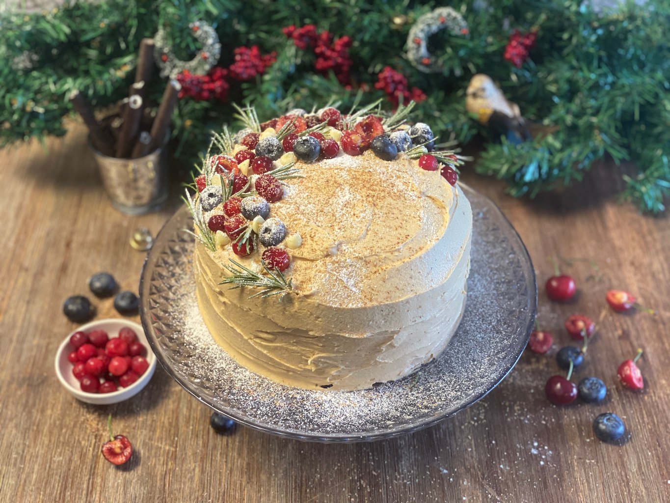 Spiced Christmas Cake with Eggnog Frosting