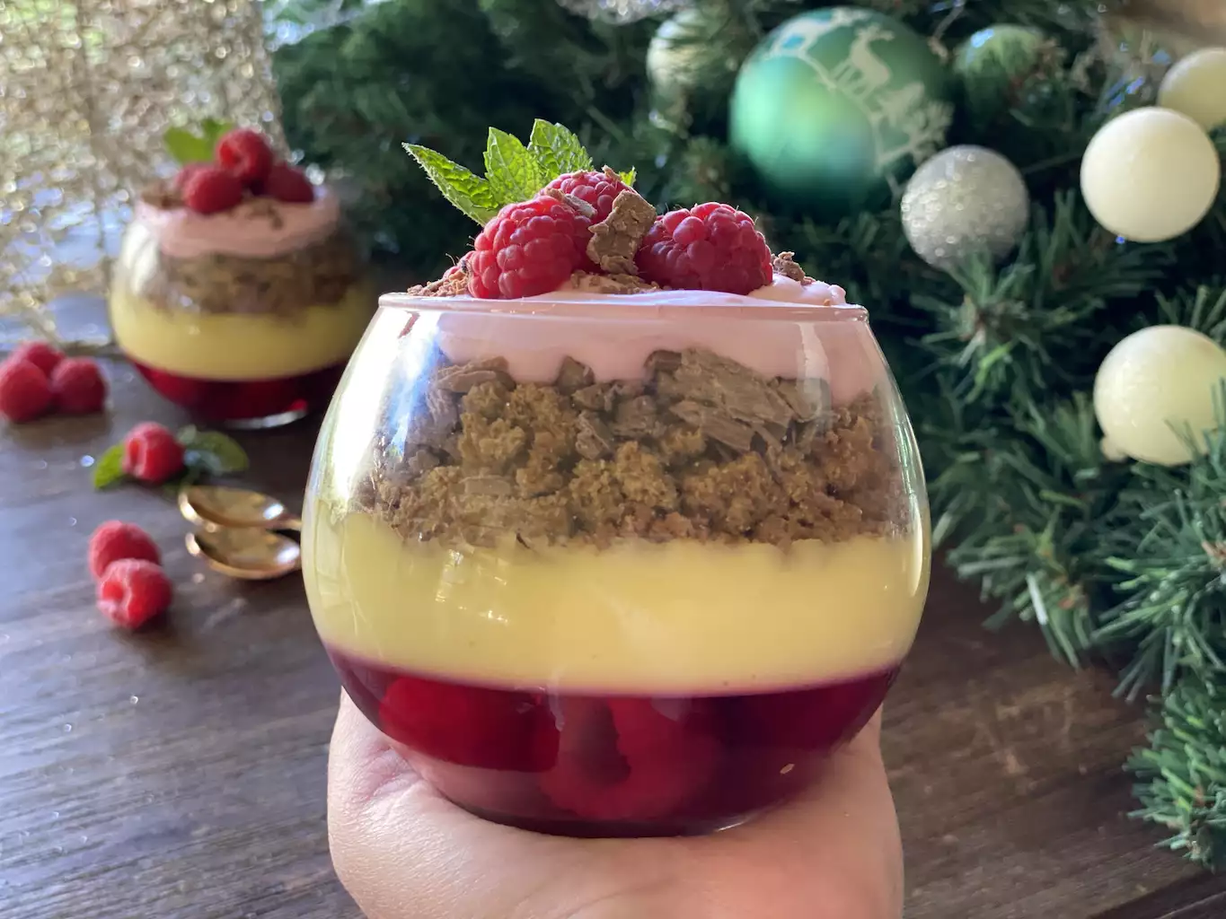 Christmas Trifle with Raspberry Flummery