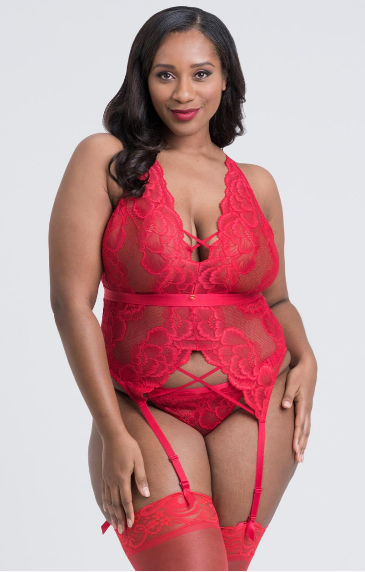 Lovehoney Plus Size Beau Red Lace Basque Set | Stay at Home Mum 