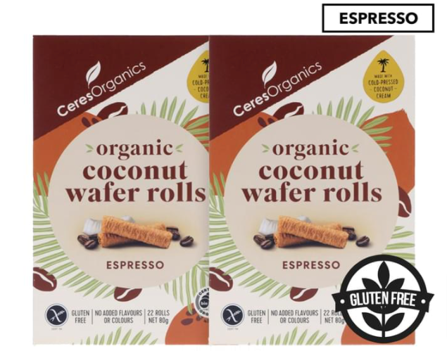 This image has an empty alt attribute; its file name is 2-x-Ceres-Organics-Organic-Coconut-Wafer-Rolls-Espresso-80g-Catch-com-au.png