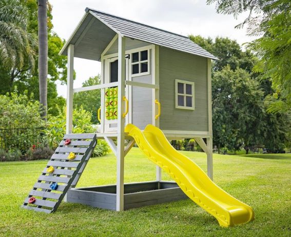 ROVO KIDS Cubby House with Slide Wooden 2 story Large Raised Outdoor Children Catch com au | Stay at Home Mum.com.au