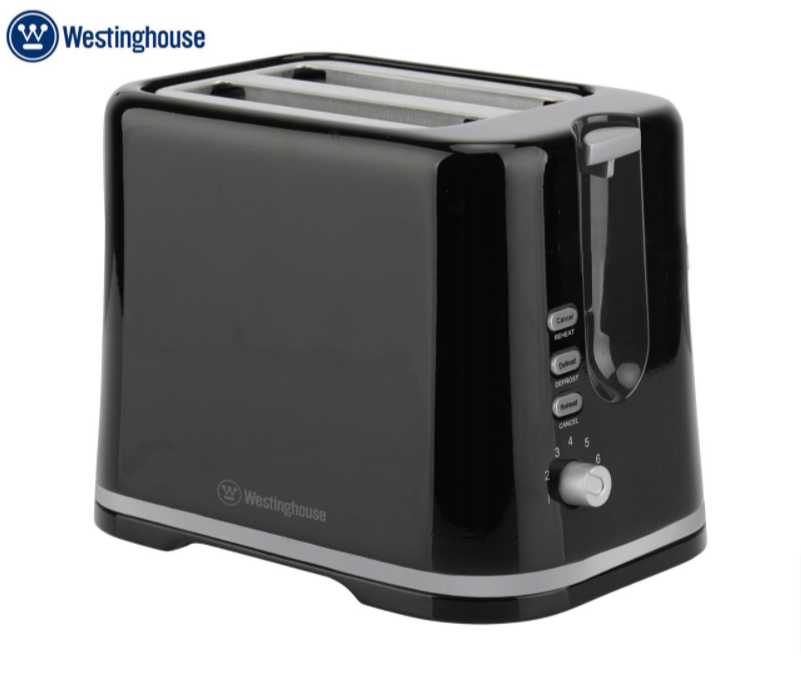 This image has an empty alt attribute; its file name is Westinghouse-2-Slice-Plastic-Toaster-Black-Catch-com-au.png