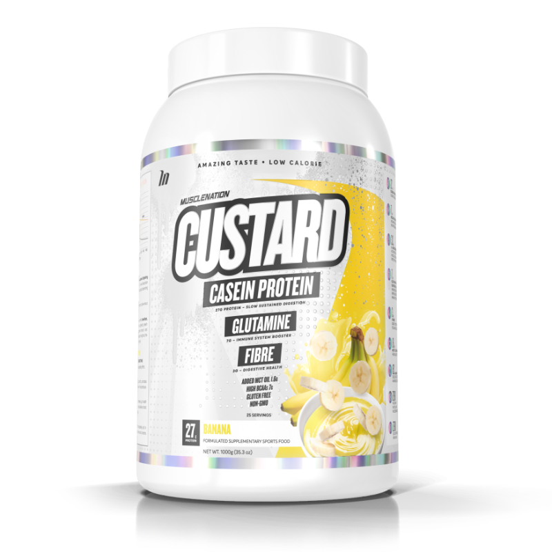 muscle nation casein custard nighttime slow digesting protein lean 1kg banana | Stay at Home Mum.com.au
