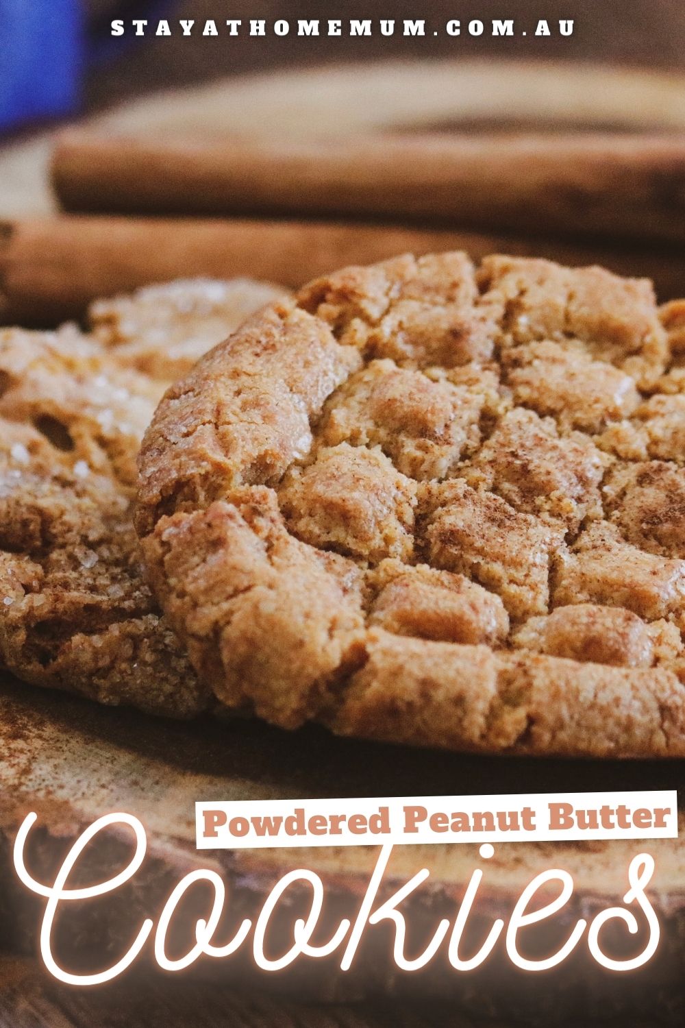 Powdered Peanut Butter Cookies Pinnable