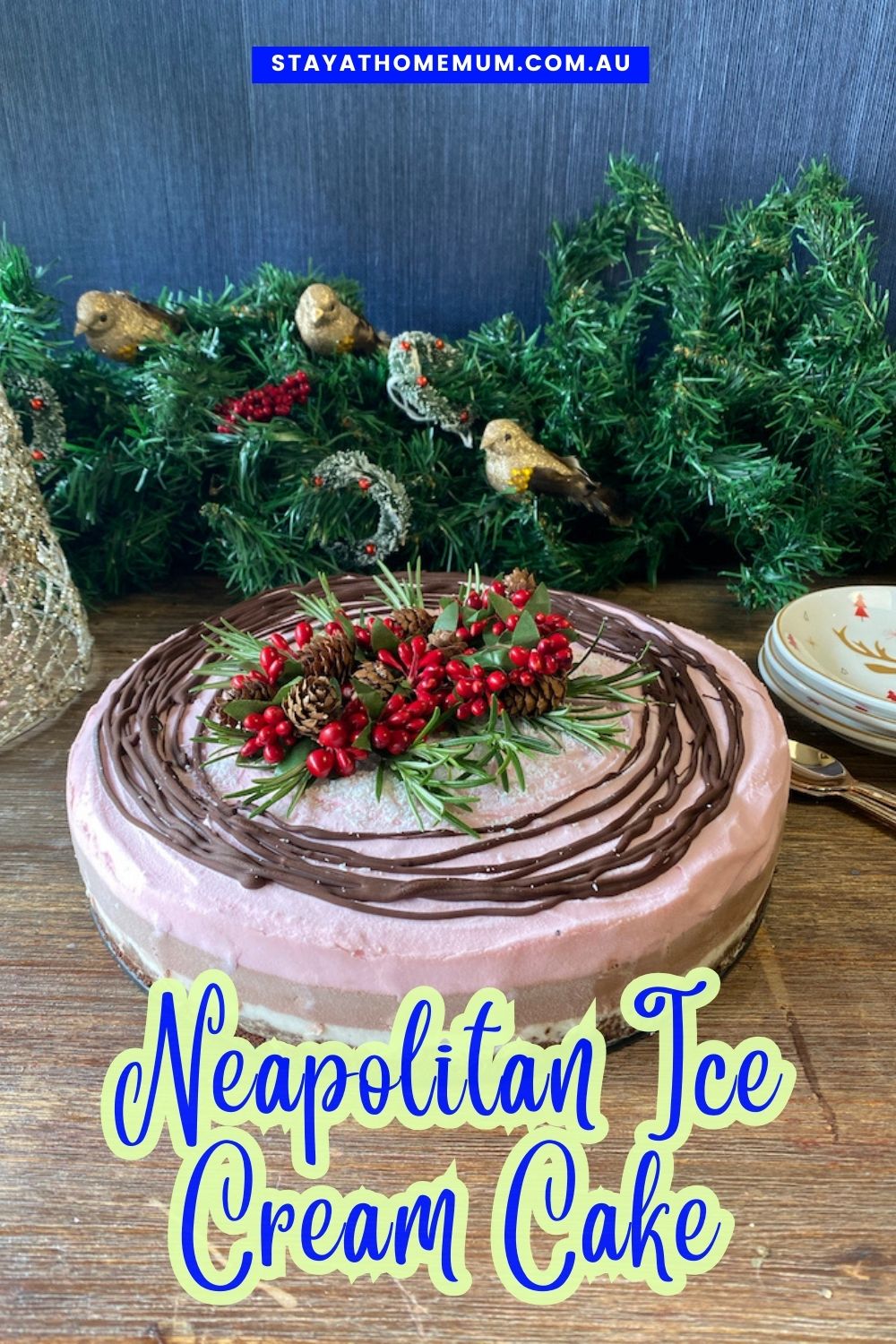 Neapolitan Ice Cream Cake Pinnable