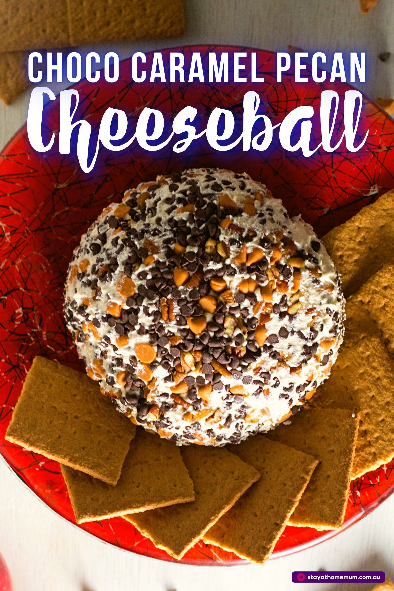 Choco Caramel Pecan Cheeseball Pinnable