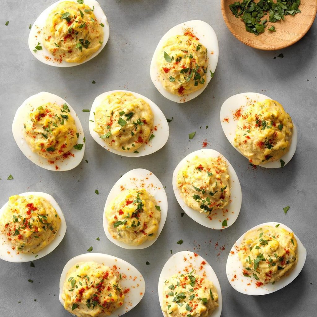 Sweet Chilli and Bacon Devilled Eggs | Stay At Home Mum