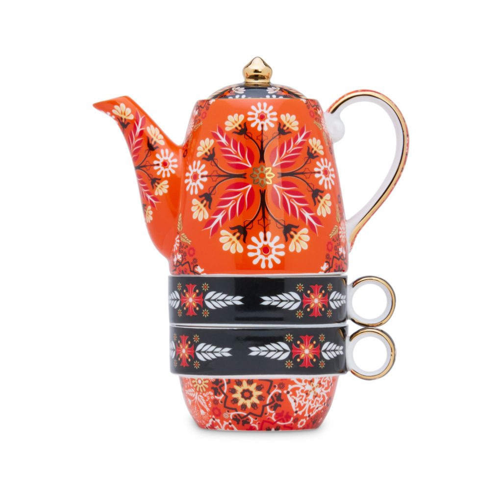 H210ZZ8127 portuguese tiles remix tea for two red front | Stay at Home Mum.com.au