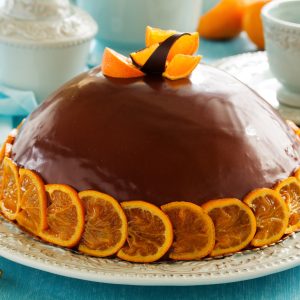 Orange Chocolate Bombe Cake with White Chocolate Mousse